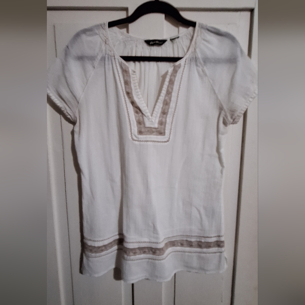 White and Tan Women's Top